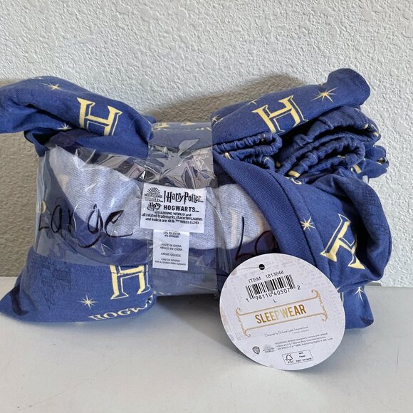 NEW Harry Potter Hogwarts Lounge Set Pajamas NWT Large Navy - Picture 5 of 9